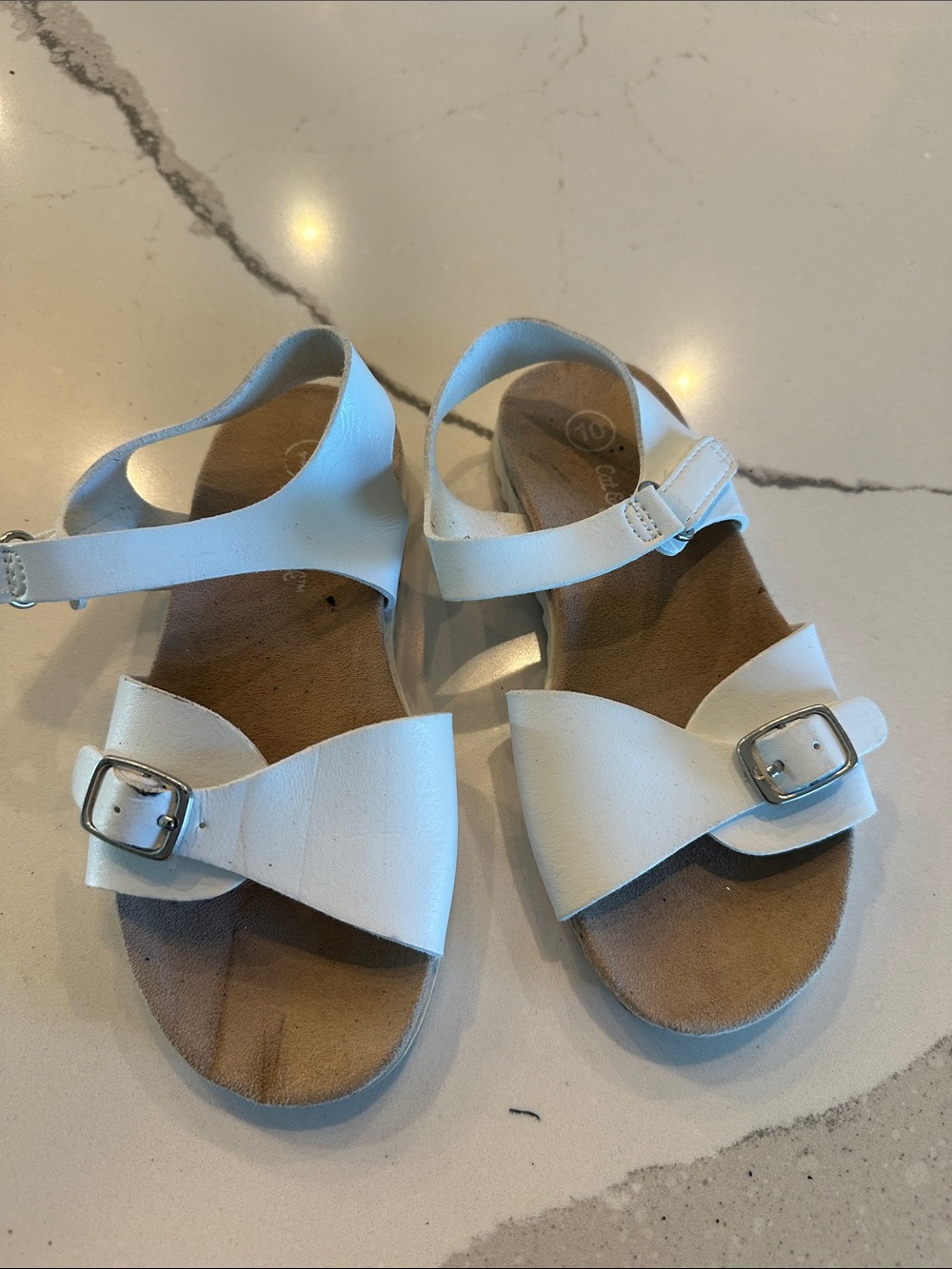 Cat & Jack White Girl's Buckle Bow Sandals